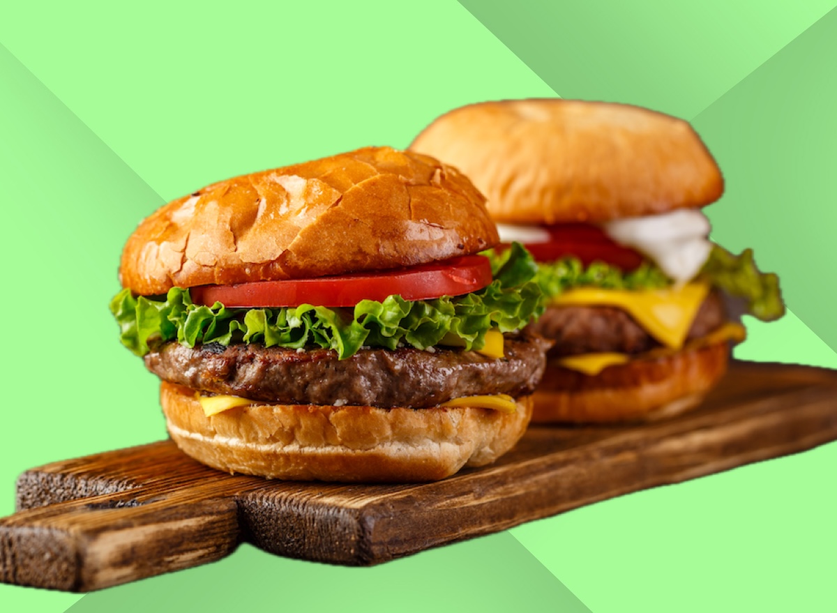 Burger cheeseburger restaurants chains green background